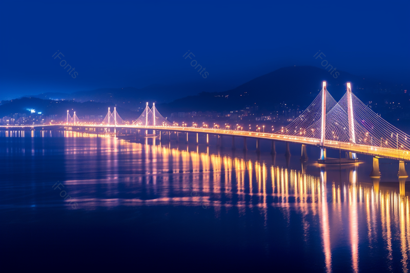 城市夜晚跨海大桥海上灯光,高清,摄影图,摄影图片,图片大全,摄影图免费下载